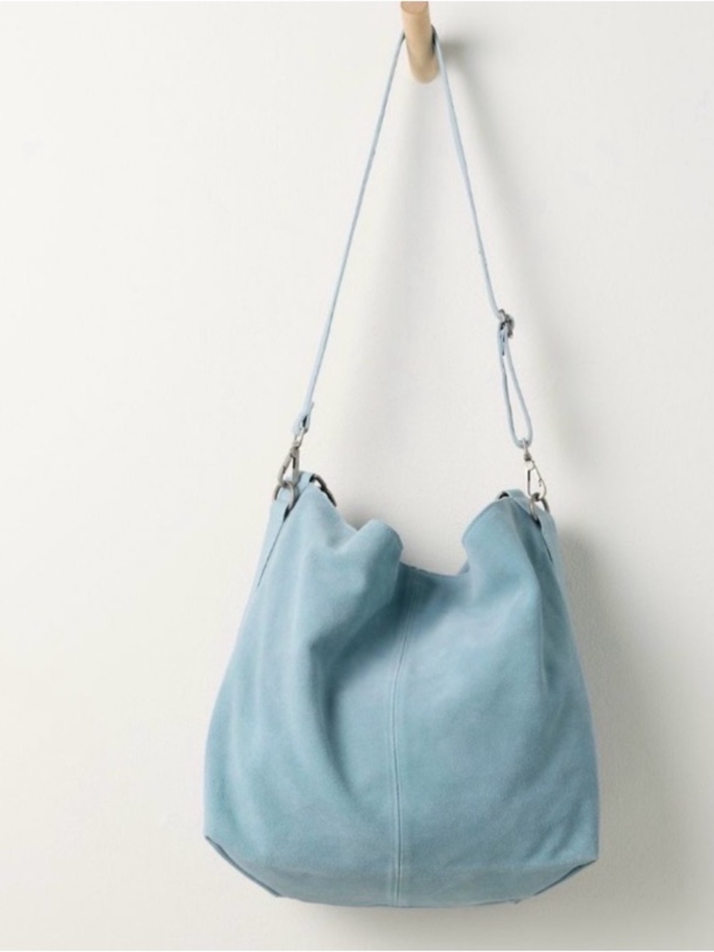 Free People Suzie Suede Slouchy Tote Bag- Salt Water- NWT